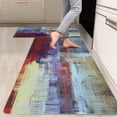 thumbnail image 1 of 2 Pieces Kitchen Rugs, Abstract Non Slip Burgundy Red Yellow Comfort Art Modern Indoor Floor Mat Runner Rug Set for Laundry Office Sink Bathroom (17"x48"+17"x24"), 1 of 5