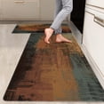 thumbnail image 1 of 2 Pieces Kitchen Rugs, Abstract Anti Fatigue Non Slip Foam Cushioned Burgundy Red Yellow Comfort Art Modern Indoor Floor Mat Runner Rug Set for Laundry Office Sink Bathroom (17"x48"+17"x24"), 1 of 14