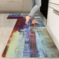 thumbnail image 1 of 2 Pieces Kitchen Rugs, Abstract Anti Fatigue Non Slip Foam Cushioned Burgundy Red Yellow Comfort Art Modern Indoor Floor Mat Runner Rug Set for Laundry Office Sink Bathroom (17"x48"+17"x24"), 1 of 14