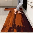 thumbnail image 1 of 2 Pieces Kitchen Rugs, Abstract Anti Fatigue Non Slip Foam Cushioned Burnt Orange Dappled Art Modern Comfort Indoor Floor Mat Runner Rug Set for Laundry Office Sink Bathroom (17"x48"+17"x24"), 1 of 6