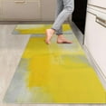 thumbnail image 1 of 2 Pieces Kitchen Rugs, Abstract Anti Fatigue Non Slip Foam Cushioned Grey and Yellow Art Painting Comfort Indoor Floor Mat Runner Rug Set for Laundry Office Sink Bathroom (17"x48"+17"x24"), 1 of 6