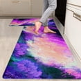 thumbnail image 1 of 2 Pieces Kitchen Rugs, Abstract Anti Fatigue Non Slip Foam Cushioned Light Pink Purple Art Painting Comfort Indoor Floor Mat Runner Rug Set for Laundry Office Sink Bathroom (17"X48"+17"X24"), 1 of 6
