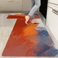 thumbnail image 1 of 2 Pieces Kitchen Rugs, Abstract Anti Fatigue Non Slip Foam Cushioned Orange Graffiti Art Modern Comfort Indoor Floor Mat Runner Rug Set for Laundry Office Sink Bathroom (17"x48"+17"x24"), 1 of 6