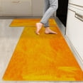 thumbnail image 1 of 2 Pieces Kitchen Rugs, Abstract Anti Fatigue Non Slip Foam Cushioned Orange Tangerine Art Graffiti Comfort Indoor Floor Mat Runner Rug Set for Laundry Office Sink Bathroom (17"x48"+17"x24"), 1 of 7
