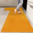 thumbnail image 1 of 2 Pieces Kitchen Rugs, Abstract Anti Fatigue Non Slip Foam Cushioned Orange Tangerine Art Graffiti Comfort Indoor Floor Mat Runner Rug Set for Laundry Office Sink Bathroom (17"x48"+17"x24"), 1 of 6