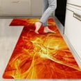 thumbnail image 1 of 2 Pieces Kitchen Rugs, Abstract Anti Fatigue Non Slip Foam Cushioned Orange Yellow Painting Modern Comfort Indoor Floor Mat Runner Rug Set for Laundry Office Sink Bathroom (17"X48"+17"X24"), 1 of 6