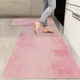thumbnail image 1 of 2 Pieces Kitchen Rugs, Abstract Anti Fatigue Non Slip Foam Cushioned Pink Graffiti Art Modern Comfort Indoor Floor Mat Runner Rug Set for Laundry Office Sink Bathroom (17"x48"+17"x24"), 1 of 6