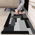 thumbnail image 1 of 2 Pieces Kitchen Rugs, Abstract Non Slip Purple Art Painting Comfort Indoor Floor Mat Runner Rug Set for Laundry Office Sink Bathroom (17"x48"+17"x24"), 1 of 14