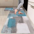 thumbnail image 1 of 2 Pieces Kitchen Rugs, Abstract Anti Fatigue Non Slip Foam Cushioned Purple and Grey Art Painting Comfort Indoor Floor Mat Runner Rug Set for Laundry Office Sink Bathroom (17"x48"+17"x24"), 1 of 14
