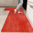 thumbnail image 1 of 2 Pieces Kitchen Rugs, Abstract Anti Fatigue Non Slip Foam Cushioned Red Graffiti Graffiti Modern Comfort Indoor Floor Mat Runner Rug Set for Laundry Office Sink Bathroom (17"x48"+17"x24"), 1 of 6