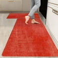 thumbnail image 1 of 2 Pieces Kitchen Rugs, Abstract Anti Fatigue Non Slip Foam Cushioned Red Graffiti Graffiti Modern Comfort Indoor Floor Mat Runner Rug Set for Laundry Office Sink Bathroom (17"x48"+17"x24"), 1 of 7