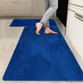 thumbnail image 1 of 2 Pieces Kitchen Rugs, Abstract Anti Fatigue Non Slip Foam Cushioned Royal Blue Art Graffiti Modern Comfort Indoor Floor Mat Runner Rug Set for Laundry Office Sink Bathroom (17"x48"+17"x24"), 1 of 2