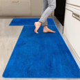 thumbnail image 1 of 2 Pieces Kitchen Rugs, Abstract Anti Fatigue Non Slip Foam Cushioned Royal Blue Art Graffiti Modern Comfort Indoor Floor Mat Runner Rug Set for Laundry Office Sink Bathroom (17"x48"+17"x24"), 1 of 5