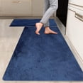 thumbnail image 1 of 2 Pieces Kitchen Rugs, Abstract Non Slip Royal Blue Art Graffiti Modern Comfort Indoor Floor Mat Runner Rug Set for Laundry Office Sink Bathroom (17"x48"+17"x24"), 1 of 14