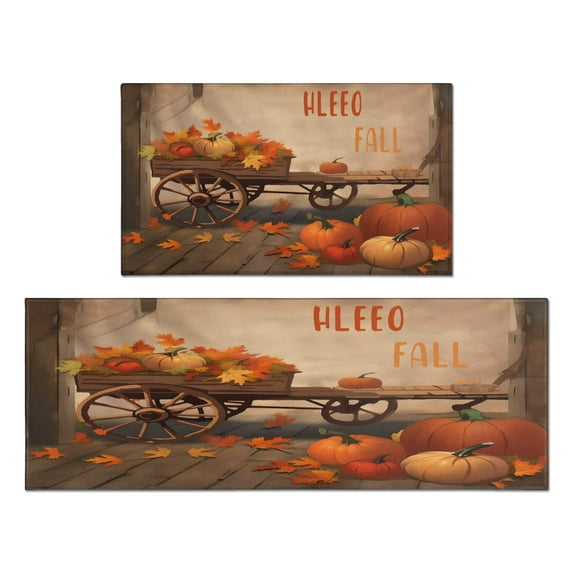2 Pieces Of Kitchen Rugs and Mats Non Skid Washable Fall (114) Kitchen Mat,Floor Cushion Waterproof Rug,Rubber Backed Area Rugs for Laundry 47*17+30*17