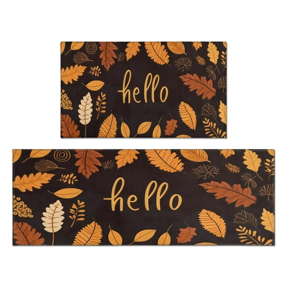 2 Pieces Of Kitchen Rugs and Mats Non Skid Washable Fall (137) Kitchen Mat,Floor Cushion Waterproof Rug,Rubber Backed Area Rugs for Laundry 47*17+30*17