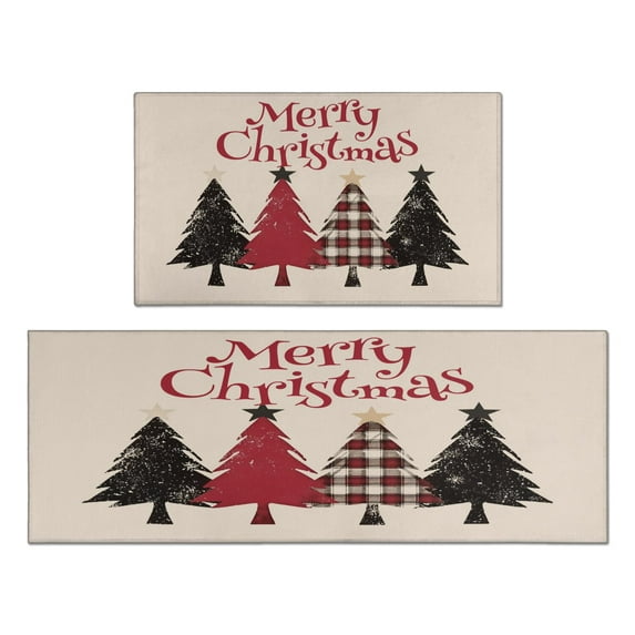 2 Pieces Of Kitchen Rugs and Mats Non Skid Washable Merry Christmas (23) Kitchen Mat,Floor Cushion Waterproof Rug,Rubber Backed Area Rugs for Laundry 47*17+30*17