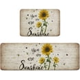 thumbnail image 1 of 2 Pieces Kitchen Rugs Set Fall Sunflower Retro Letter Back,Water Absorbent Soft Doormat Area Runners Country Floral Bee Sunshine,Non-Slip Bath Mat for Entryway Bathroom Laundry, 1 of 6