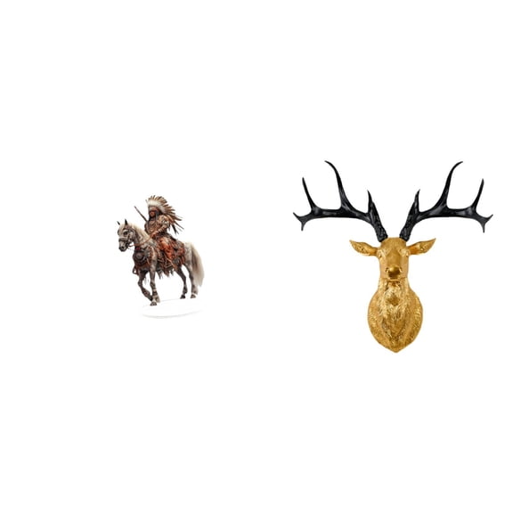 2 Pieces Knight Ornament Deer Head Sculpture Table Centerpiece Waterproof Acrylic Resin Home Office Decor