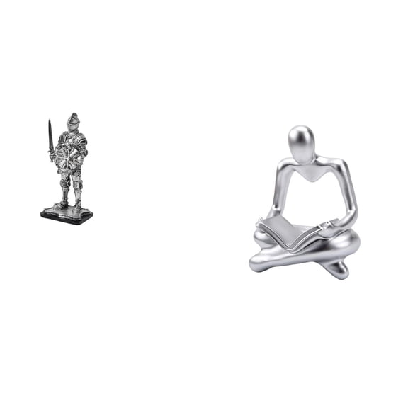 2 Pieces Knight Statue Abstract Thinker Figurine Desktop Art Resin Ornament for Home Office Living Room Decor