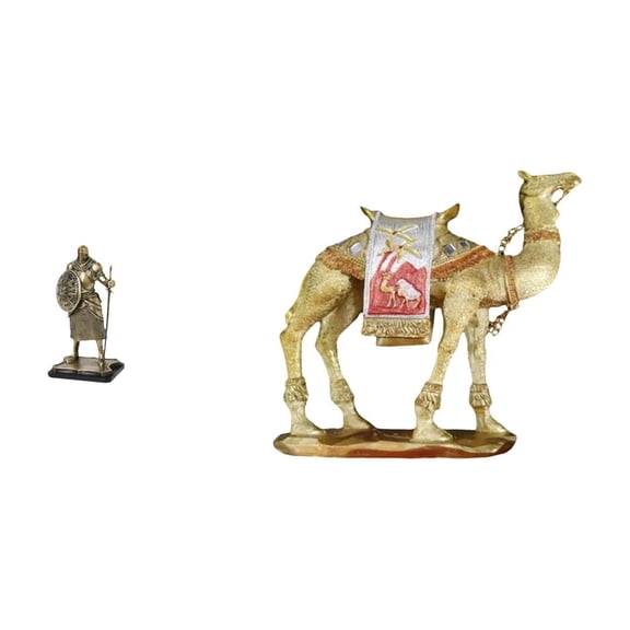 2 Pieces Knight Statue Camel Figurine Resin Craft Unique Office Desk Shelf Decoration Gift for Home Living Room Entryway