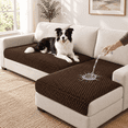 2 Pieces L Shaped Couch Cover For Sectional Sofa Large Chocolate ...