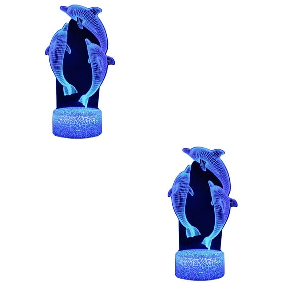 2 Pieces LED Desk Lamps Moon Dolphin Night Light Bedroom