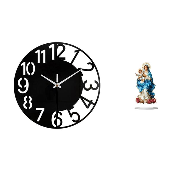 2 Pieces Large Wall Clock Acrylic Desktop Decor Silent Function for Holiday Hotel Office Home Corner