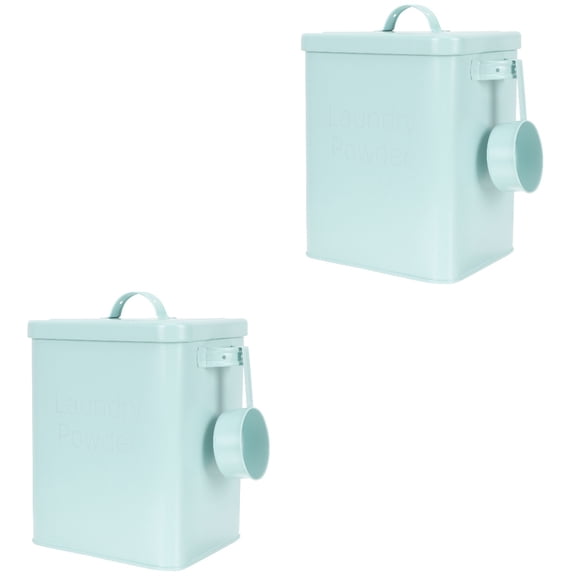 2 PCS Laundry Detergent Container Flour Powder Sealed Dog Food Light Green