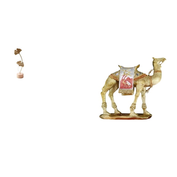 2 Pieces Leaf Sculpture Metal Camel Figurine Resin Animal Statue Modern Design for Living Room Shelf Decor