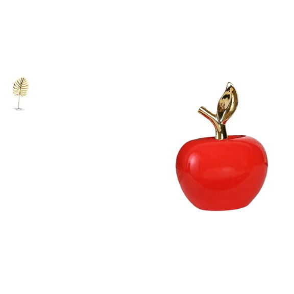 2 Pieces Leaf Sculpture Metal Statue Ceramic Figurine Artistic Ornament for Living Room Office Holiday Decor