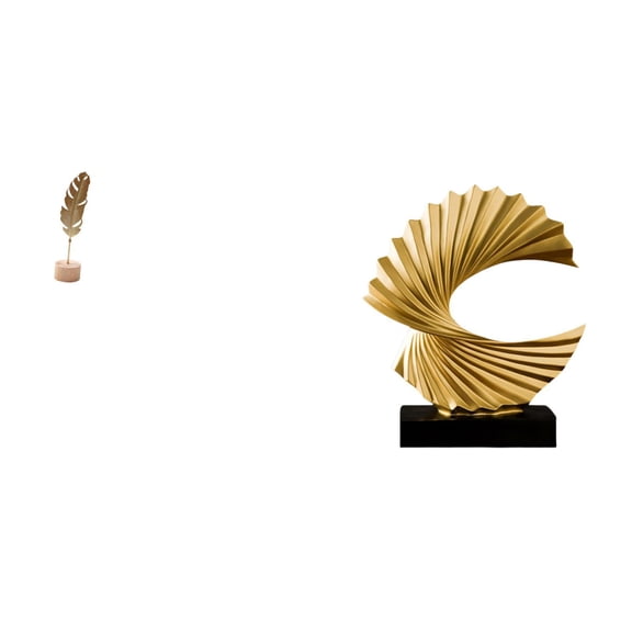 2 Pieces Leaf Sculpture Ocean Wave Statue Abstract Resin Artwork for Modern Home Decor Table Party Bedroom Living Room