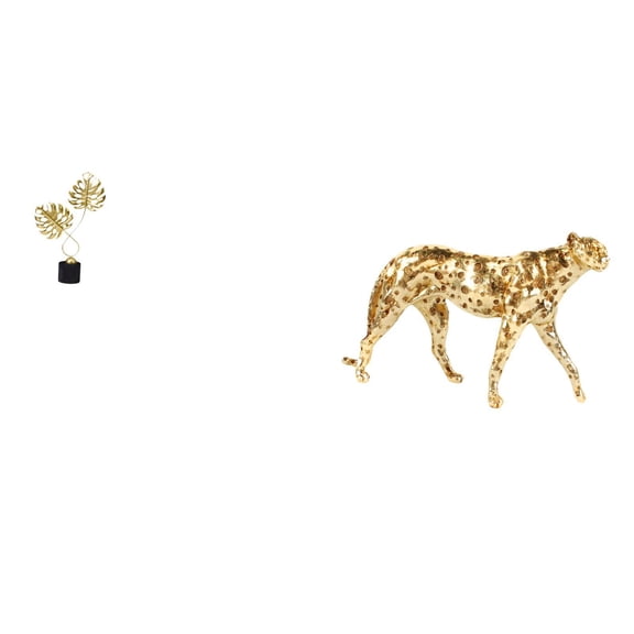 2 Pieces Leaf Statue Cheetah Figurine Animal Sculpture Sturdy Iron Material for Desk Office Home Decor