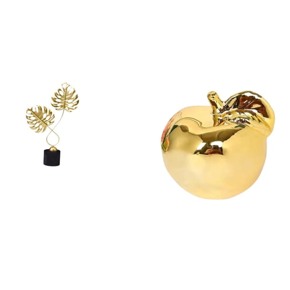 2 Pieces Leaf Statue Fruit Sculpture Figurine Ceramic Material for Desk Tabletop Home Office Decor