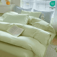thumbnail image 1 of 2 Pieces Light Green Plaid Bedding Set Green Grid Geometric Pattern Comforter Cover Soft Plaid Microfiber Twin Duvet Cover Set, 1 of 7