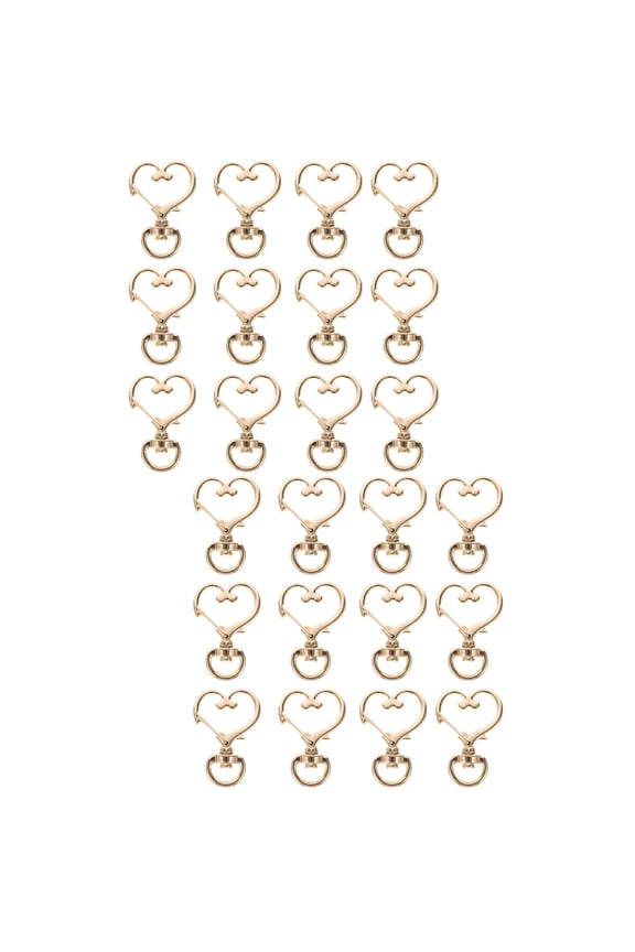 2 Pack Golden Lobster Clasp Keychains with Swivel Clasp, 3.4x2.3cm Love Key for Bags and Keys