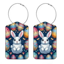 2 Pieces Luggage Tag for Suitcases, Baggage Tags Identifiers for Travel, Stainless Steel Loop Name ID Label for Bag Backpack, Easter