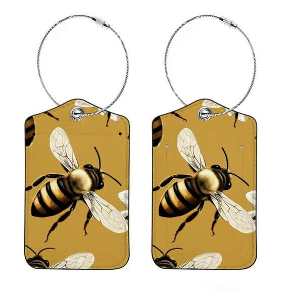 2 Pieces Luggage Tag for Suitcases, Baggage Tags Identifiers for Travel, Stainless Steel Loop Name ID Label for Bag Backpack, Starry Bee