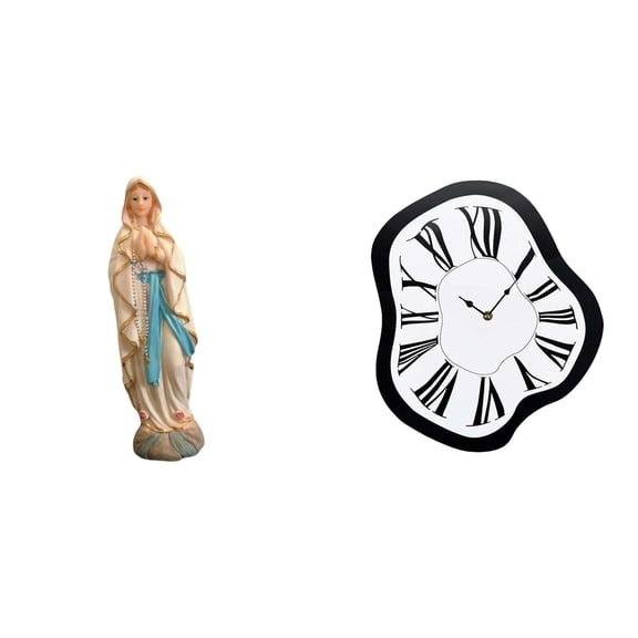2 Pieces Luther Sculpture Melting Clock Figurine Featuring Silent Movement for Bedroom Chapel and Modern Interiors