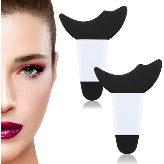 2 Pieces Mascara Eyelash Shield Applicator Guard Tool, Multi-function Eye Makeup Auxiliary Guard Tool Pads, Reusable Silicone Eyelash Eyeshadow Auxiliary Applicator Tool for Makeup(Black)