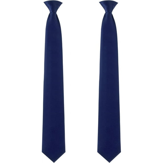 2 Pieces Men's Clip on Ties 20 Inches Solid Color Clip on Ties Pre Tied Neckties for Office School Uniforms