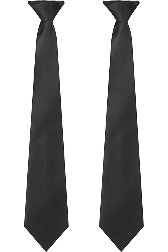 2 Pieces Men's Clip on Ties 20 Inches Solid Color Clip on Ties Pre Tied Neckties for Office School Uniforms