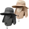 thumbnail image 1 of 2 Pieces Men's Wide Brim Fishing Hat Outdoor UPF 50+ Sun Protection Removable Face and Neck Flap, 1 of 7