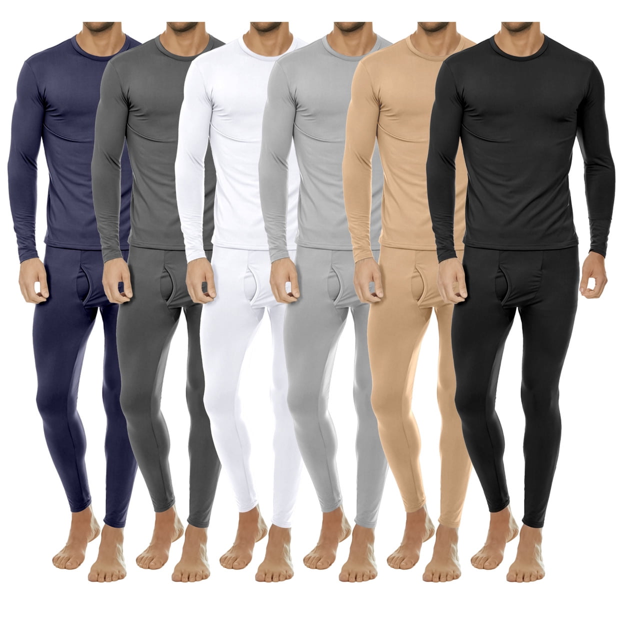 2-Pieces: Men's Winter Warm Fleece Lined Thermal Underwear Set for Cold ...