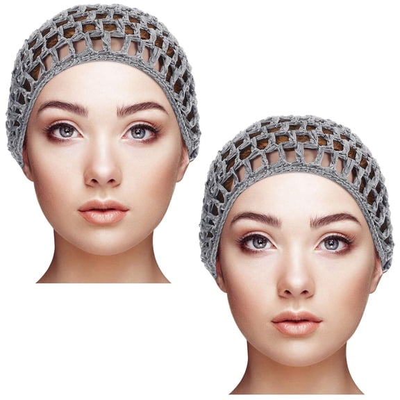 2 Pieces Mesh Crochet Hair Net Rayon Knit Snood Hat Cover Crocheted Sleep Cap for Women