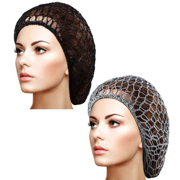2 Pieces Mesh Hair Net Rayon Knit Snood Women Crocheted Sleep Cap