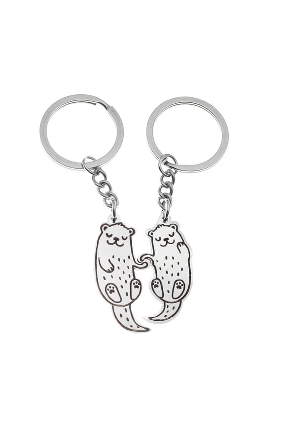 2 Pieces Metal Keyring Set Otters Souvenir Keychain Functional Accessories Key Holder Suitable for Keys and Bags