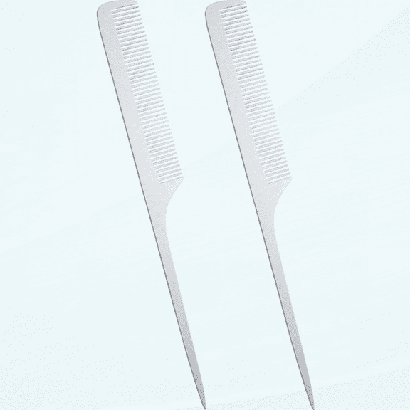 2 Pieces Metal Tail Combs Silver Rat Tail Hair Combs Fine Cutting Comb Teasing Pintail Barber Comb Stainless Steel Hair Styling Cutting Comb (Rat Tail)