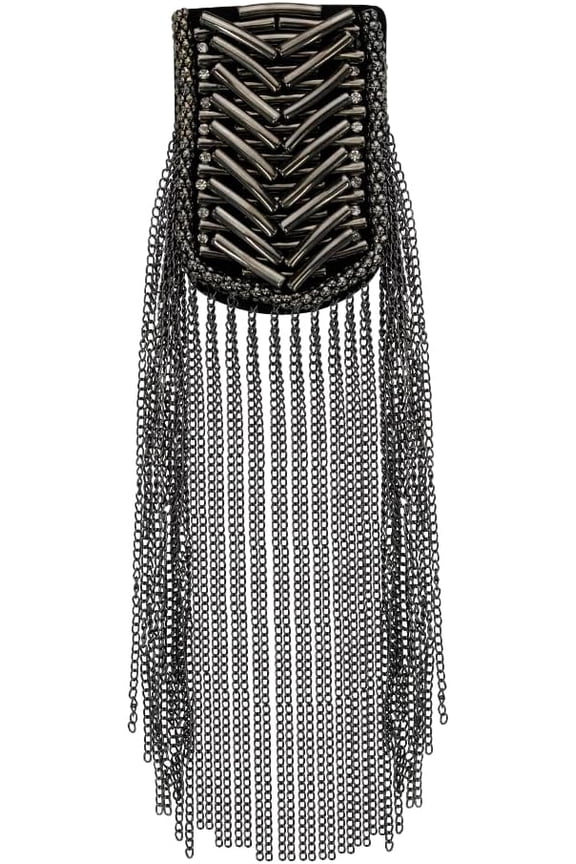 2 Pieces Metal Tassel Shoulder Badge Brooch Pins Epaulettes Used for Stage Costumes Dance Wear Patches (Black)