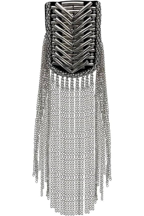 2 Pieces Metal Tassel Shoulder Badge Brooch Pins Epaulettes Used for Stage Costumes Dance Wear Patches (Black)
